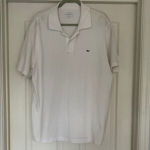 Vineyard Vines Men's White Polo with Navy Whale Logo